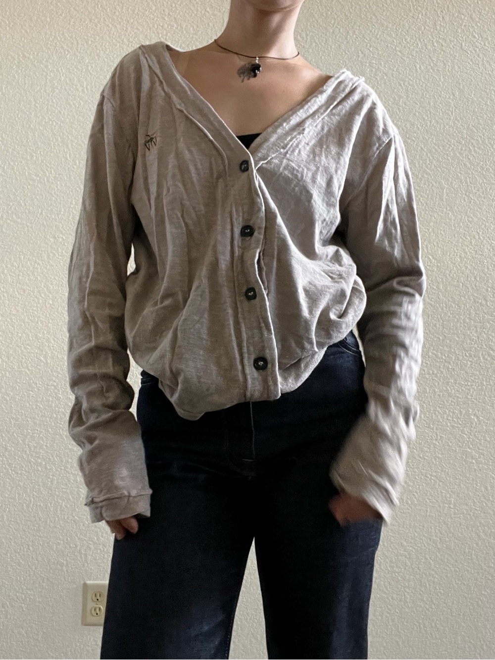 Designer Taupe Ombre Button-Front Lightweight Cardigan Top